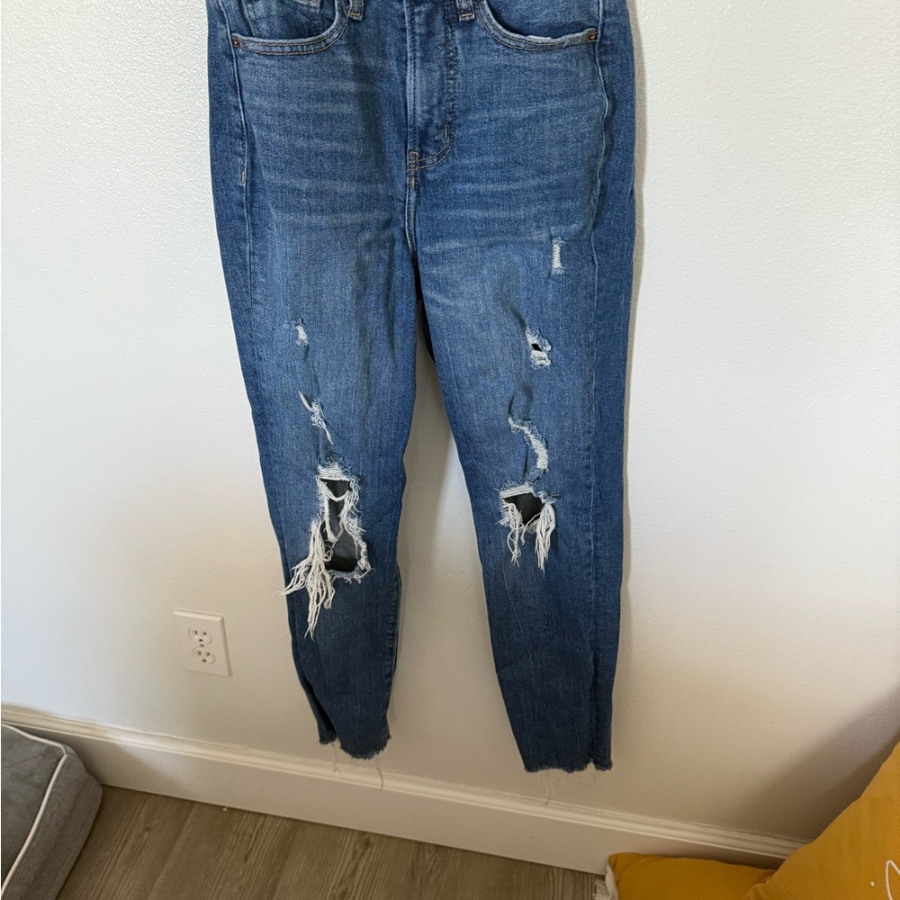 Old Navy Ripped Blue Straight Leg Jeans
